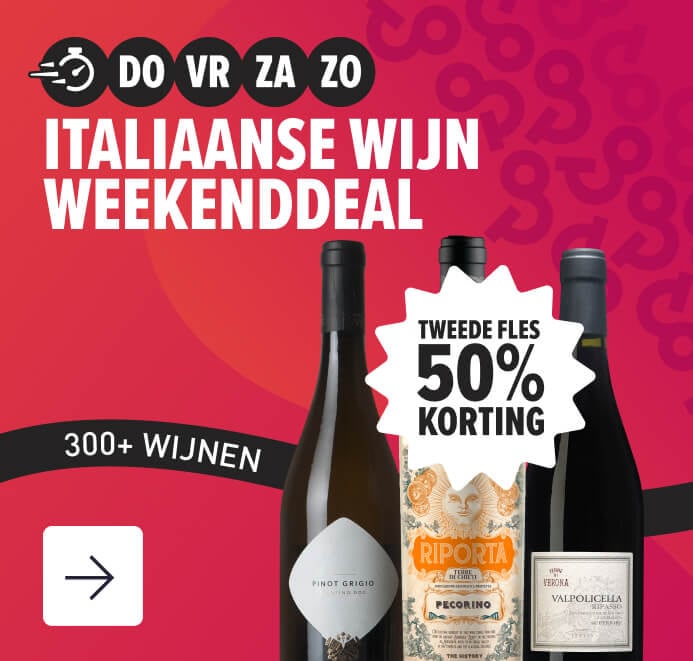 Weekenddeal italiaanse wijnen tweede fles 50% korting